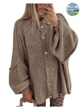 Oversized Button Down Cardigan Women Loose Fit Fall Winter Sweater